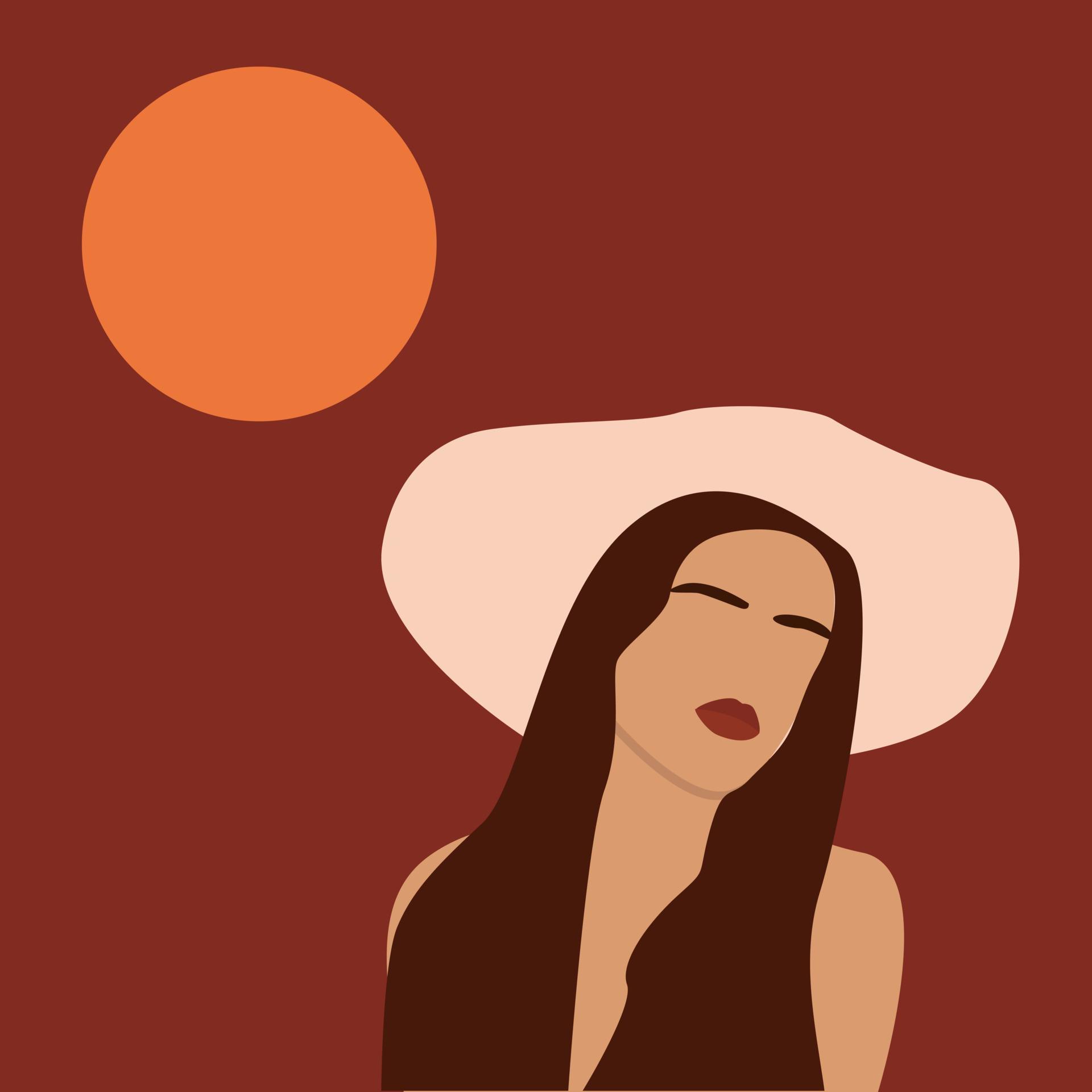 Vrouw met hoed — illustratie